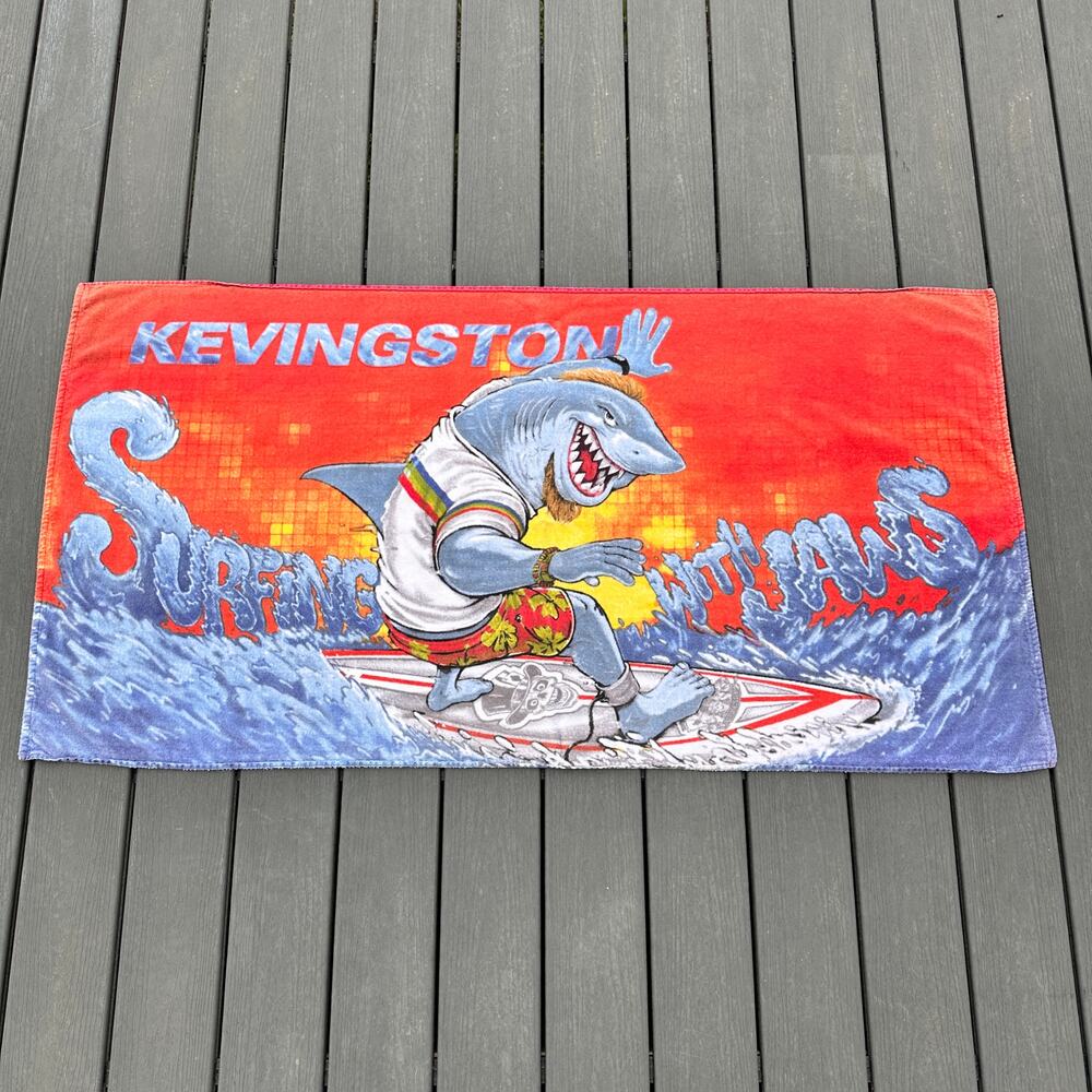 Kevingston Rugby Spirit Beach Towel Surfing with Jaws Shark Pool Swim
